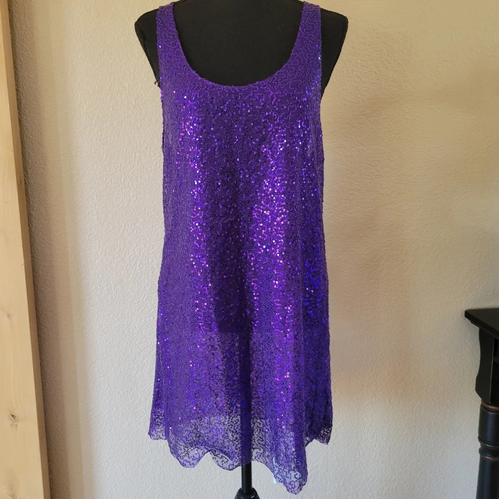 🔥 (5for$35) NWT VTG Y2K VICTORIA'S SECRET Purple Sequin Nightgown